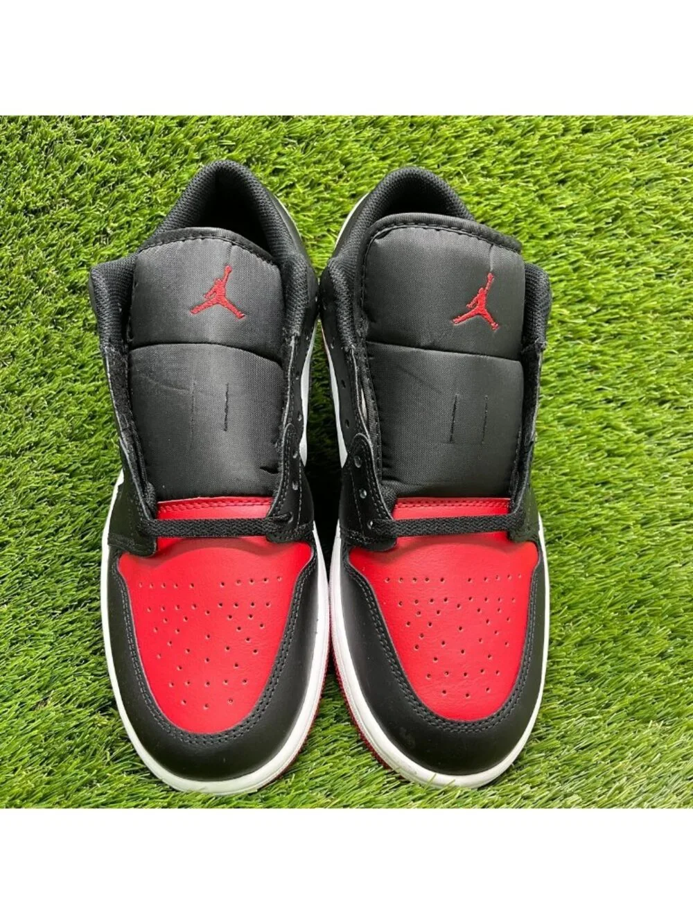 Nike Air Jordan 1 Low Mens Size 11.5 Red Black Athletic Leather Shoes Sneakers